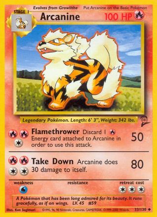Arcanine 033  Base Set 2 - Uncommon