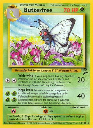 Butterfree 034  Base Set 2 - Uncommon