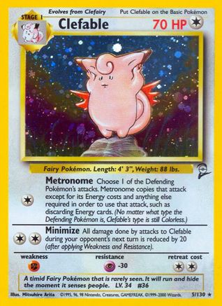 Clefable 005  - Holofoil Base Set 2 - Holo Rare