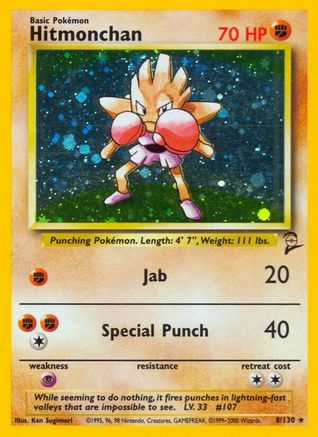 Hitmonchan 008  - Holofoil Base Set 2 - Holo Rare
