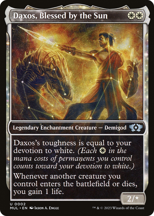 Daxos, Blessed by the Sun (MUL-002) - Multiverse Legends: (Showcase, enchantment) Foil