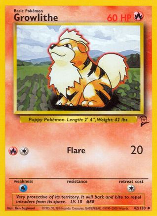 Growlithe 042  Base Set 2 - Uncommon