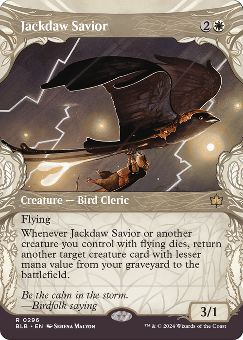 Jackdaw Savior (Showcase) (BLB-296) - Bloomburrow: (Showcase) (Borderless) Foil