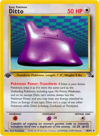 Ditto (18) (18) 018  - 1st Edition Fossil - Rare