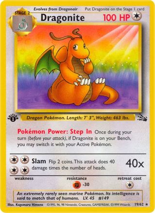Dragonite (19) (19) 019  - 1st Edition Fossil - Rare