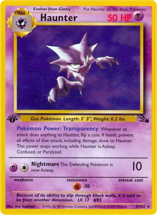 Haunter (21) (21) 021  - 1st Edition Fossil - Rare