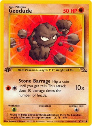 Geodude 047  - 1st Edition Fossil - Common