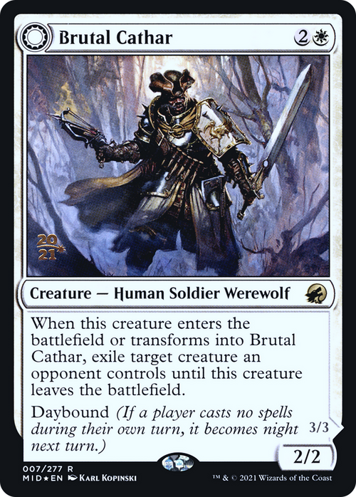 Brutal Cathar (PRE-07S) - Innistrad: Midnight Hunt Promos: (Double Faced Transform) Foil