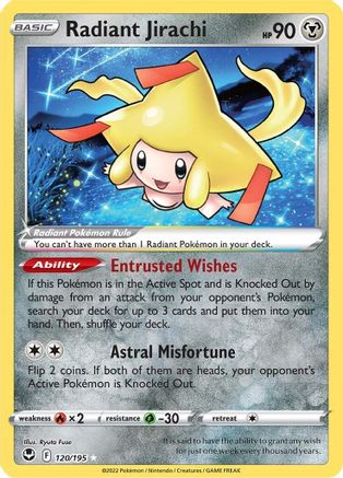 Radiant Jirachi 120  - Holofoil SWSH12 Silver Tempest - Radiant Rare