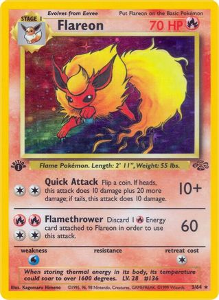 Flareon (3) (3) 003  - 1st Edition Holofoil Jungle - Holo Rare