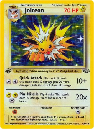 Jolteon (4) (4) 004/64  - 1st Edition Holofoil Jungle - Holo Rare