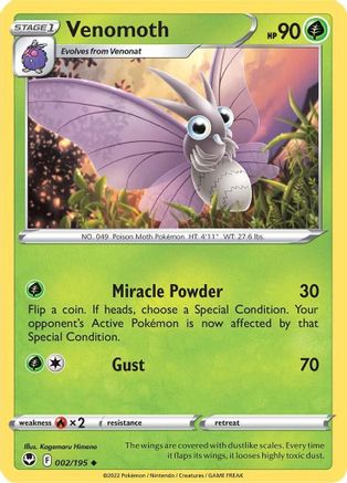Venomoth 002  SWSH12 Silver Tempest - Uncommon