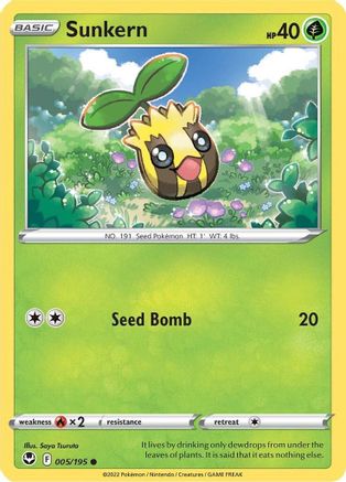 Sunkern 005  - Reverse Holofoil SWSH12 Silver Tempest - Common