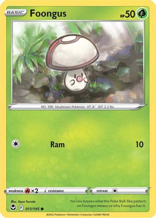 Foongus 011  - Reverse Holofoil SWSH12 Silver Tempest - Common