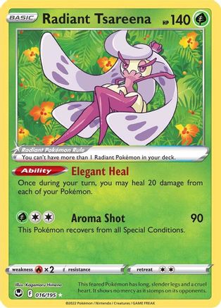Radiant Tsareena 016  - Holofoil SWSH12 Silver Tempest - Radiant Rare