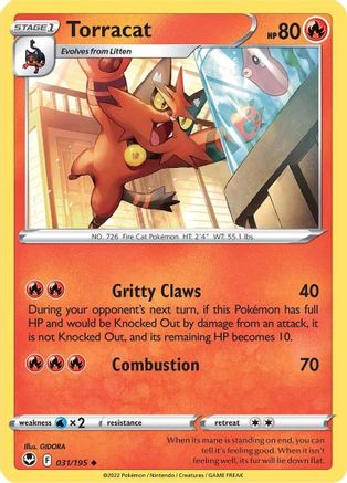 Torracat 031  - Reverse Holofoil SWSH12 Silver Tempest - Uncommon