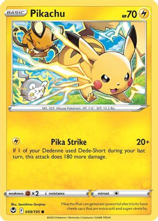 Pikachu 049  - Reverse Holofoil SWSH12 Silver Tempest - Common