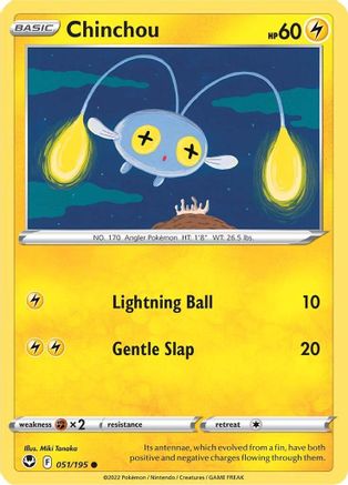 Chinchou 051  - Reverse Holofoil SWSH12 Silver Tempest - Common