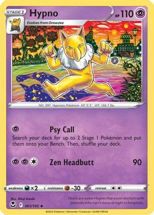 Hypno 061  - Reverse Holofoil SWSH12 Silver Tempest - Uncommon