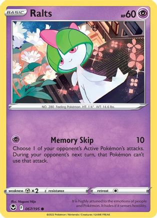 Ralts 067  - Reverse Holofoil SWSH12 Silver Tempest - Common