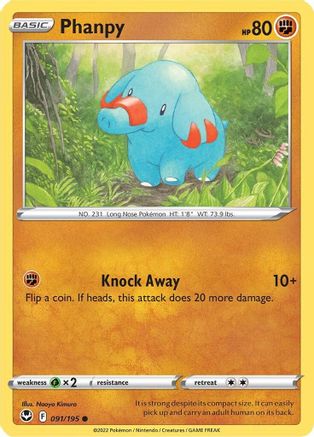 Phanpy 091  - Reverse Holofoil SWSH12 Silver Tempest - Common
