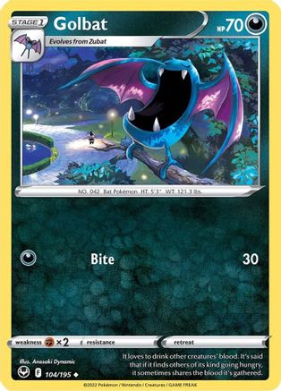 Golbat 104  - Reverse Holofoil SWSH12 Silver Tempest - Uncommon