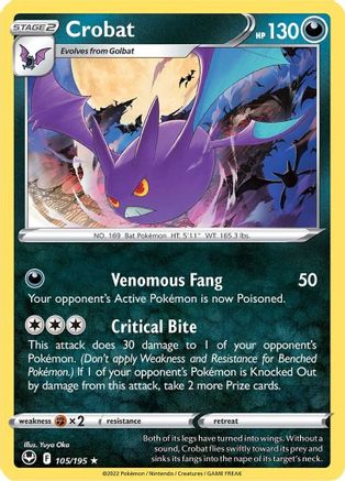 Crobat 105  - Holofoil SWSH12 Silver Tempest - Holo Rare
