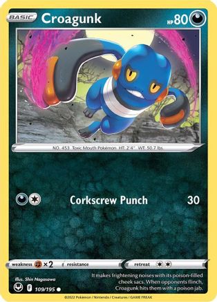 Croagunk 109  - Reverse Holofoil SWSH12 Silver Tempest - Common