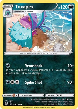 Toxapex 115  - Reverse Holofoil SWSH12 Silver Tempest - Uncommon