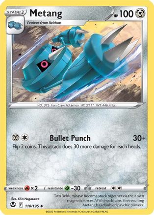 Metang 118  SWSH12 Silver Tempest - Uncommon