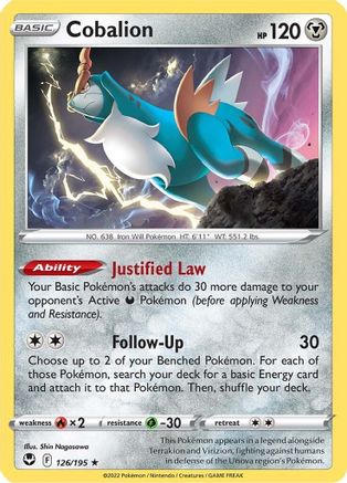 Cobalion 126  SWSH12 Silver Tempest - Rare