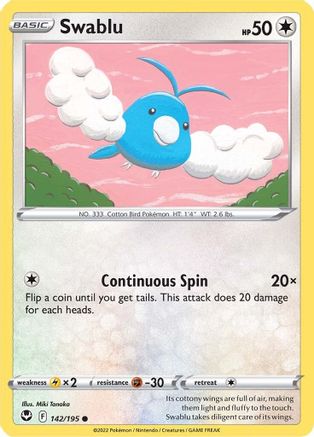 Swablu 142  SWSH12 Silver Tempest - Common
