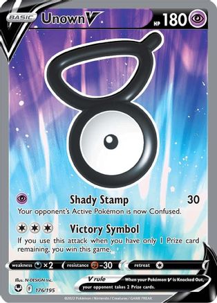Unown V (Full Art) 176  - Holofoil SWSH12 Silver Tempest - Ultra Rare