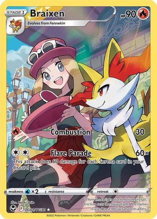Braixen TG01  - Holofoil SWSH12 Silver Tempest Trainer Gallery - Ultra Rare