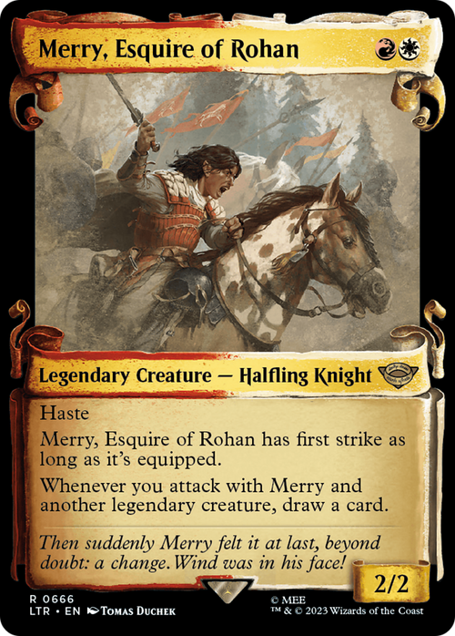 Merry, Esquire of Rohan (Showcase Scrolls) (LTR-666) - The Lord of the Rings: Tales of Middle-earth: (Showcase) Foil