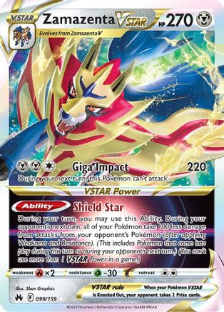 Zamazenta VSTAR 099  - Holofoil SWSH Crown Zenith - Ultra Rare