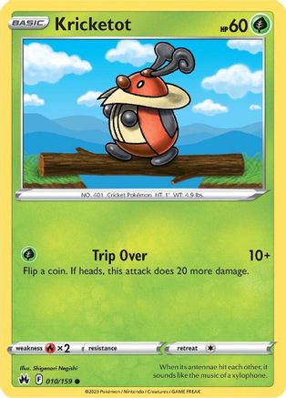 Kricketot 010  - Reverse Holofoil SWSH Crown Zenith - Common
