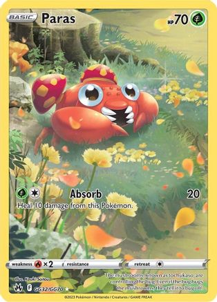 Paras GG32  - Holofoil SWSH Crown Zenith Galarian Gallery - Ultra Rare