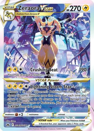 Zeraora VSTAR GG43  - Holofoil SWSH Crown Zenith Galarian Gallery - Ultra Rare