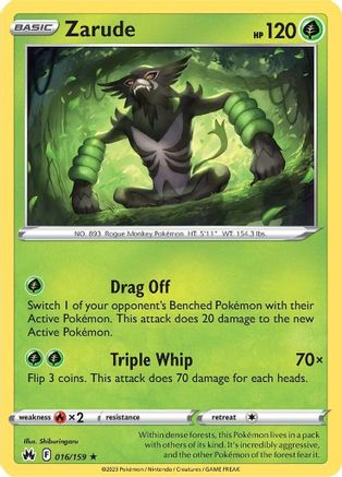 Zarude 016  - Reverse Holofoil SWSH Crown Zenith - Holo Rare