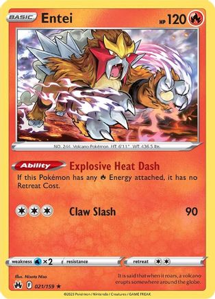 Entei 021  - Reverse Holofoil SWSH Crown Zenith - Holo Rare
