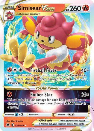 Simisear VSTAR 023  - Holofoil SWSH Crown Zenith - Ultra Rare