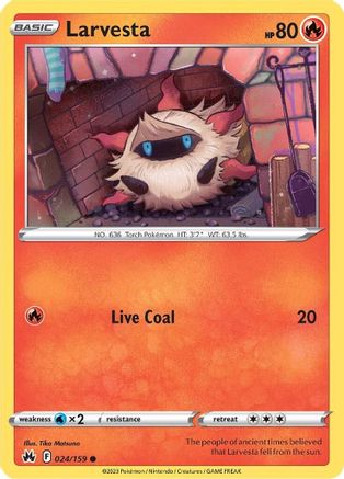 Larvesta 024  - Reverse Holofoil SWSH Crown Zenith - Common