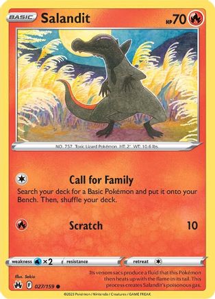 Salandit 027  - Reverse Holofoil SWSH Crown Zenith - Common