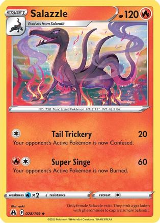 Salazzle 028  - Reverse Holofoil SWSH Crown Zenith - Uncommon