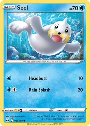 Seel 029  - Reverse Holofoil SWSH Crown Zenith - Common