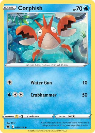 Corphish 033  - Reverse Holofoil SWSH Crown Zenith - Common