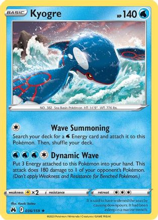 Kyogre 036  - Holofoil SWSH Crown Zenith - Holo Rare