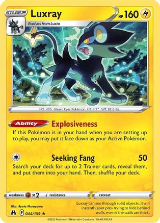 Luxray (44) (44) 044  - Reverse Holofoil SWSH Crown Zenith - Rare
