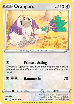 Oranguru 119  - Reverse Holofoil SWSH Crown Zenith - Rare
